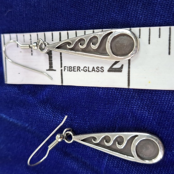 Sterling Silver Wave Dangle Hook Style Earrings - Picture 5 of 12